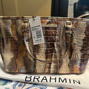 Brahmin Gold Tan Crocodile Embossed Women's Bag